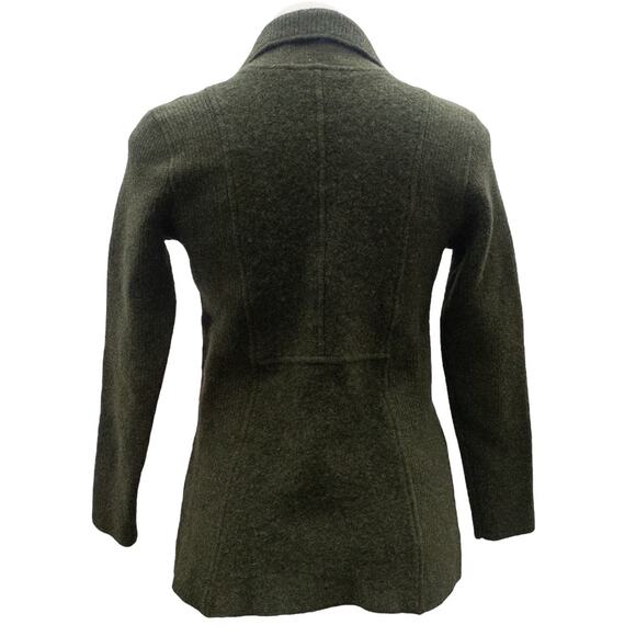 Sarah Spencer Boiled Wool Cardigan Button Down Sweater Jacket Sage Green - Picture 2 of 3
